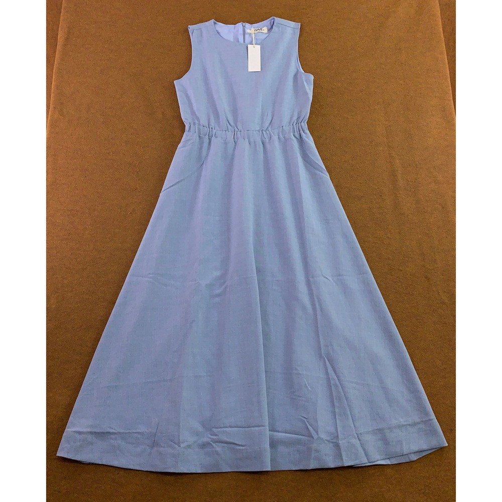 RAVE Womens Size Medium Blue Sleeveless Elastic Waist Maxi Dress NWT
